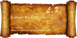 Later Kilián névjegykártya